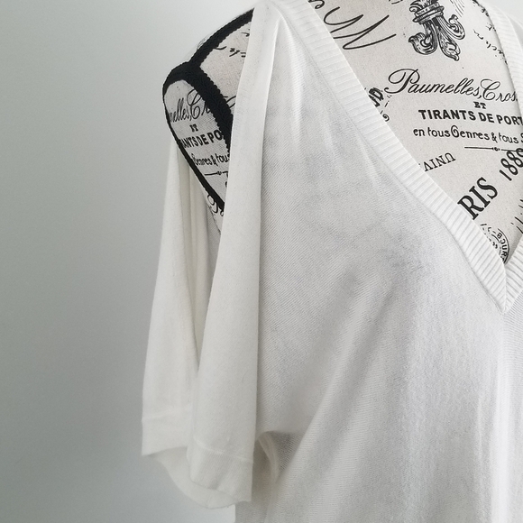 Michael Kors off white cold shoulder v neck tunic blouse - Picture 3 of 4